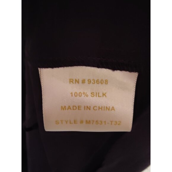 Matty M 100% Silk Low Cut Tank Top Dark Purple Beaded Fringe M - Picture 6 of 6